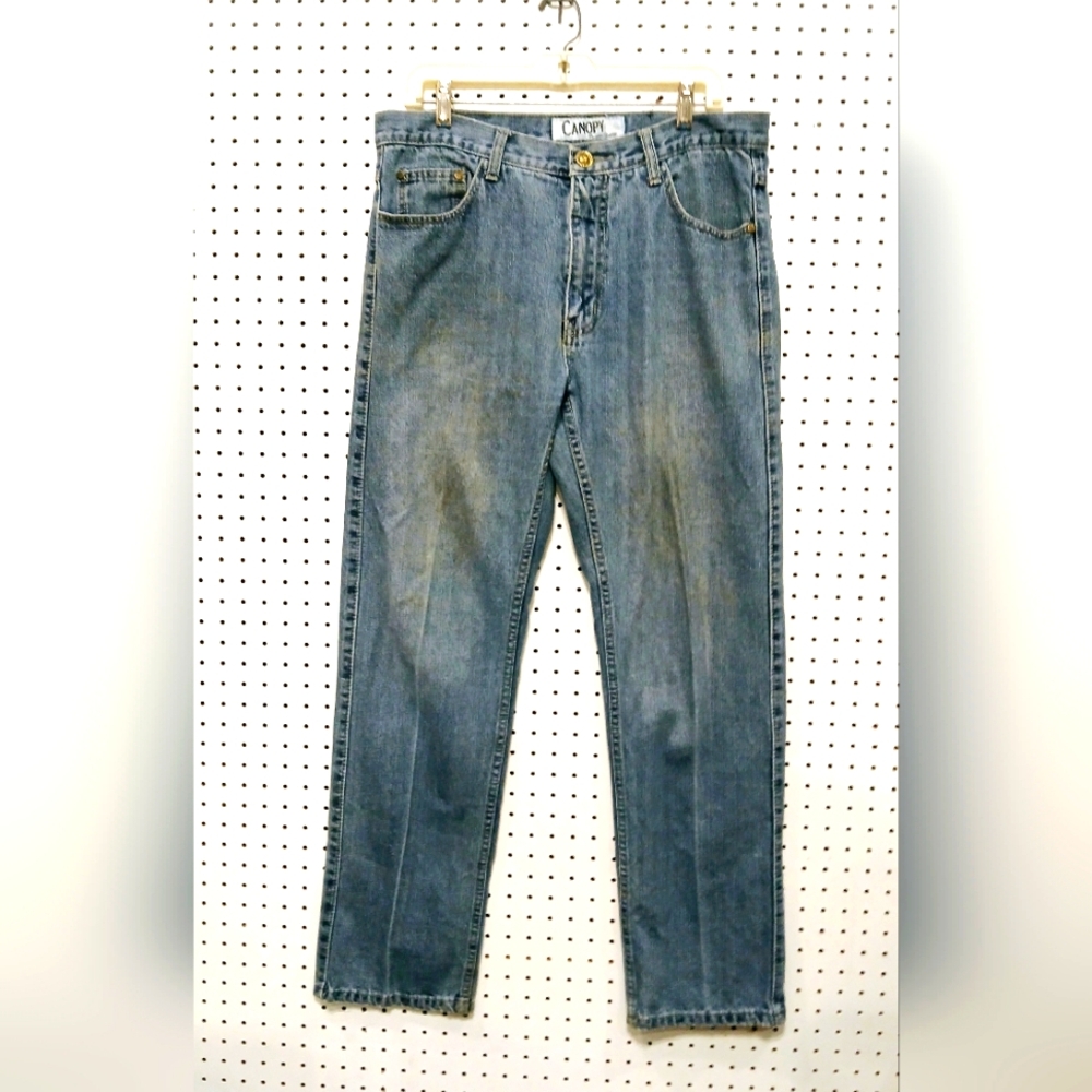 Canopy premium quality men's relaxed straight leg blue jeans size 34
